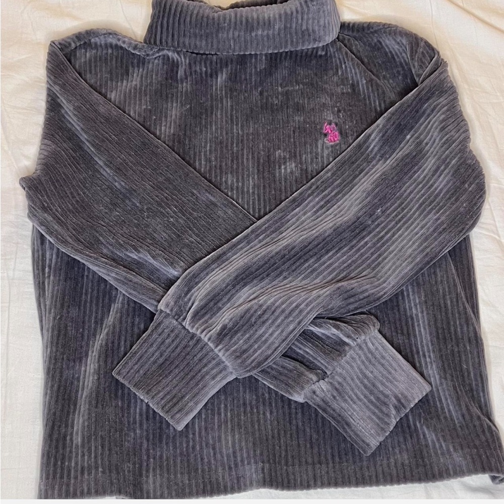 US Polo Association Ribbed Gray Turtleneck Sweater